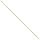 Real 14k Solid Yellow Gold Hearts 3-station Anklet 9-10 Inch Diamond-cut Gift