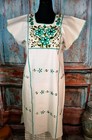 L xl Huipil Dress Hand Embroidered 100  Cotton Manta Oaxaca Mexican Folk Peasant