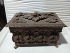 Victorian Tea Caddy Chest Sewing Dresser Box Hand-carved Solid Wood
