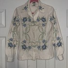 Vtg Women s Floral Embroidered Button Up Shirt Addenda British Hong Kong Darling