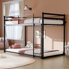 Twin Over Twin Metal Bunk Bed With Ladder  Low Loft Bed Convertible To 2 Beds