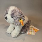 Nwt Steiff Sheepdog Plush Dog White Gray Button Ear   Tag - Germany Knopf Im Ohr