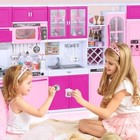 Kids Play Kitchen Set With Realistic Lights   Sounds  56pcs Pretend Cooking Toys