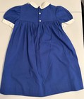 Girl   s 1970   s Polly Flinders Style Hand Smocked Blue Dress Size 6x Vintage