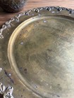 Vintage Midcentury Hollywood Regency Brass Tray Ornate Round Brass Tray