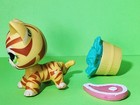 Authentic Lps Littlest Pet Shop  1451 Tiger-striped Shorthair Orange Yellow Cat