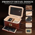 Elegant Cedar Cigar Humidor With Glass Top   Hygrometer - Holds 80 Cigars