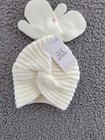 Capelli New York Front Twist Hat   Mittens Set Baby Girls  0-6m Ivory Solid