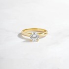 Solid 14k Yellow Gold Round Cut 1 Ct F vvs1 Moissanite Solitaire Engagement Ring