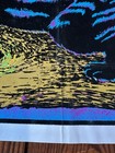 Rare Vintage 1973 Jungle Cat  136 Blacklight Poster Black Velvet Flocked 35 X 23
