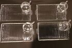 Vtg Mid-century Set Of 4 Hazel Atlas Glass Hostess Sets W Ashtrays Original Box