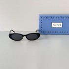 Gucci Gg1680s 001 Black Frame Gray Lens Cat Eye Sunglasses New W  Box Authentic