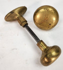 3 Antique Vintage Brass Door Knobs Handles Spindle Old As Is Restoration Crafts