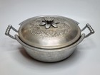 Vintage 50 s Everlast Hand Forged Hammered Aluminum Pyrex Pot Floral Pattern Lid