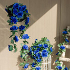 2 Pack  16ft  Artificial Rose Vine Fake Flowers Garland  royal Blue 