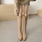 Womens Fashion Suede Leather Mid Heel Pull On Knee High Slouchy Boots Shoes Emkq