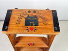 Antique Wooden Folding Step Stool Chair Ladder Folk Art Hand Painted Granny Core