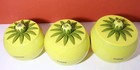 Vintage Yellow Kitchen Canisters Set Of 3 W Green Leaf Lids - Coffee Sugar Flour