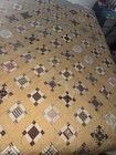 Antique C1890 Hand Stitched    Hand Quilted Nine 9 Patch Patchwork Quilt