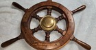 Home Decor Antique Wooden And Brass Ships Wheel 18  Display