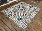 Antique Mid 1800 s Chimney Sweep Quilt New England Or E Pa Blue Browns And White