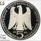 Germany  Federal Republic  5 Mark 1980-d  Pcgs Pr67dcam  Vogelweide