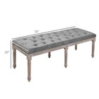 Padded Hallway Bench With Tufted Velvet Touch Fabric And Rubberwood Legs  Grey