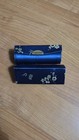 2 New Satin Embroidery Lipstick Case Holder W  Mirror  Color Blue 