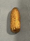 Antique Ornate Gold Bullet Sewing Kit Travel Thimble Needle Thread Capsule