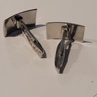 Vintage Sterling Silver Etched Cufflinks Cuff Links 
