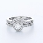 Engagement Ring Set 14k White Gold Halo 1 13 Carat Round Lab-grown Diamond D Vs2