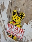 Vintage Bear Alignment Porcelain Sign Old Automobile Tires Car Wheel Steering