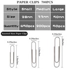 700pcs Paper Clips Assorted Sizes Large  700pcs 