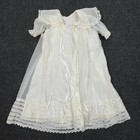 Vintage Christening Dress   Cape Lot Baby White Lace Baptism Sheer 5 Pc Gown