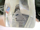 Vintage Exxonmobil Everest2 Etched Crystal   mountain  Paperweight 2000-2001