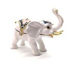  White Elephant Ring Holder Trinket Box Animal Figurine Collectible Large 
