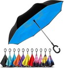 3 Fold Auto Open Waterproof C Shaped Umbrella Blue Color For Unisex