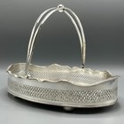 Antique Silver Plated Gallery Fruit Cake Basket Bowl Dish Tray Handle Footed Vtg