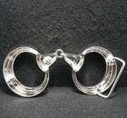 Wg13143 Really Nice Vintage 1970s Two Circles Fashion Unisex Silver Belt Buckle