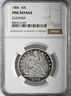 1884  50c Liberty Seated Silver Half Dollar Ngc Fine Details Cleaned 8407215-007