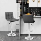 Set Of 2 Adjustable Swivel Bar Stools - Modern Pu Leather Dining Chairs