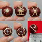 Ancient Etched Carnelian Agate Bead     Bird Symbol   Solar Motif   Tribal  Roman