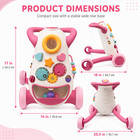 2-in-1 Baby Push Walker Activity Center Lights Sounds Adjustable Wheels Pink