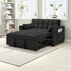 3 In 1 Convertible Sleeper Sofa Bed  Velvet Pull Out Futon Couch Black