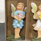 2 Miniature Girl Fairies Fairy Garden Holding Flower Bouquets Boxed Set Nib New