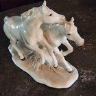 Vintage Echt Altmann    a269    Porcelain Double Horses Statue Pristine 
