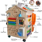 New -- Wooden Busy House  Kids Montessori Sensory Game Educational Learning Toys