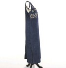 Vintage White Stag Women s Maxi Dress Sz L Floral Embroidered Sleeveless Stretch
