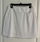 Ibkul Solid 17 5  Straight Skort Sz S Angled Zip Pockets White Upf 50