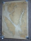 Vtg 1953 Canadian Hydrographic Huge Survey Map Of Laredo Channel